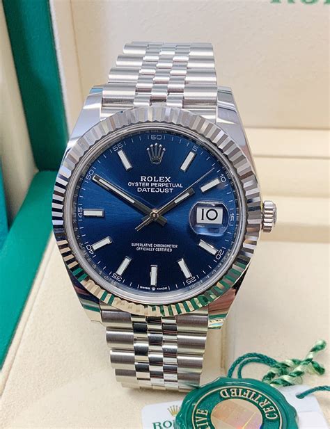 rolex datejust 41mm blue dial.